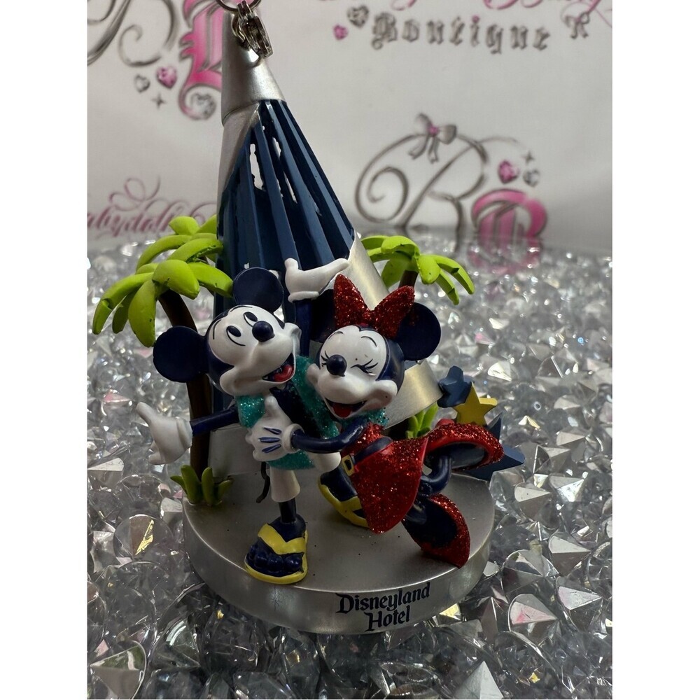 Disney ornament Disneyland hotel rare blue & Red Mickey & Minnie Ornament